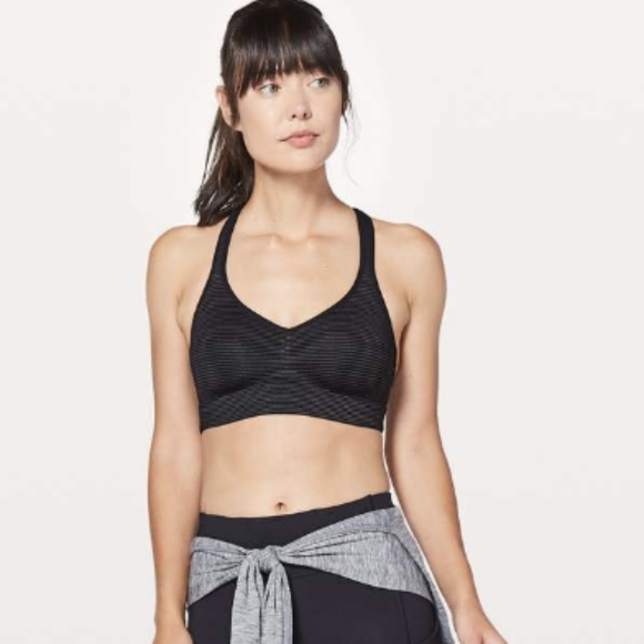 Lululemon Speed Up Bra Anti-Stink Black with gold stripe - Picture 3 of 10